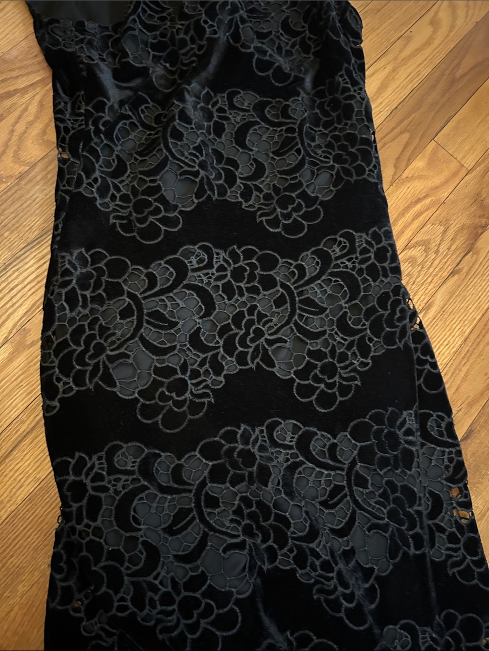 Shoshanna Size 4 Black Lace Midi Dress with Floral Overlay - Picture 3 of 3